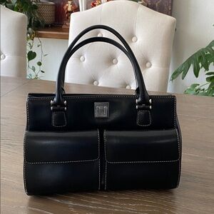 Cole Haan Black Leather Double Front Pocket Satchel